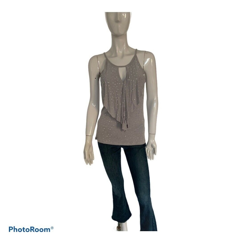 New INC INTERNATIONAL Sleeveless XS Top Gray Classic SIZE XS Classic Shirt women